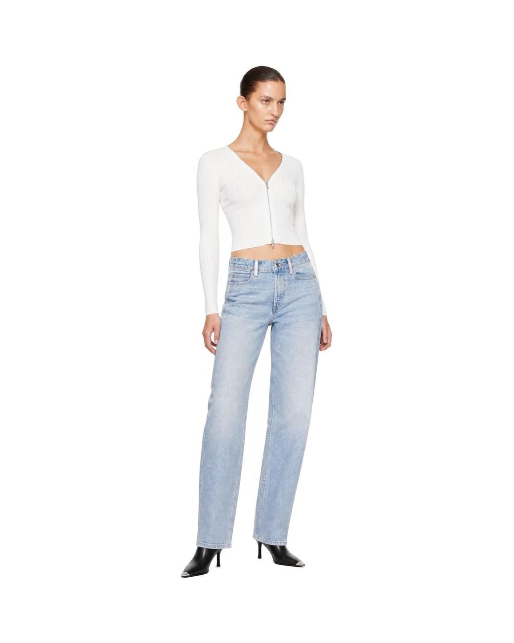 Alexander Wang Blue Float Crystal Hotfix Belt Loop Jeans