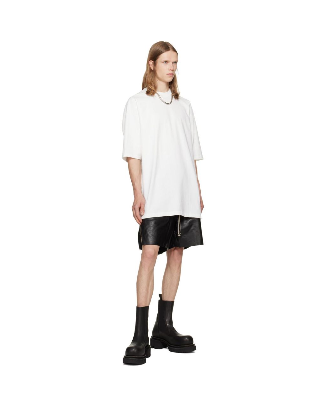 Rick Owens White Off- Jumbo S/S T-Shirt for men