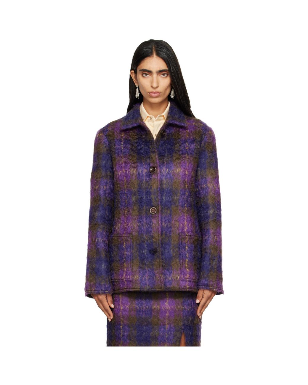 RESCHA Purple Ssense Exclusive Checked Jacket