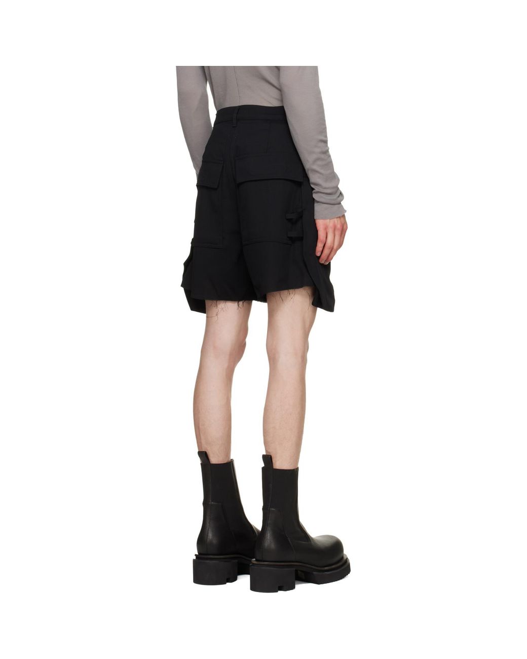 Rick Owens Black Tower Stefan Cargo Shorts for men