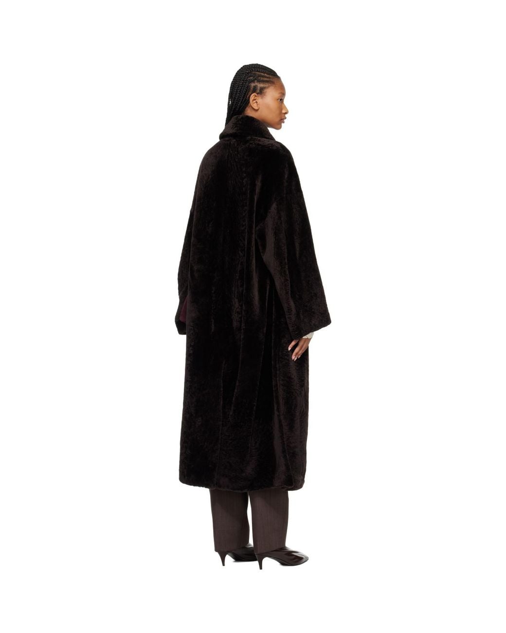 Rohe Black Shearling Shawl Collar Coat