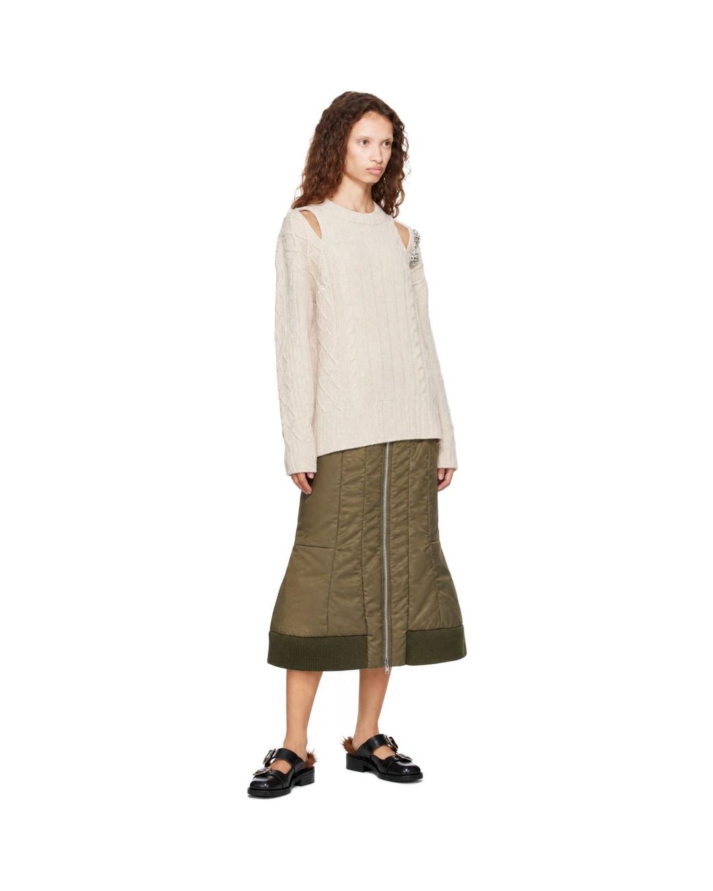 Simone Rocha Natural Cable Knit Slash Sweater