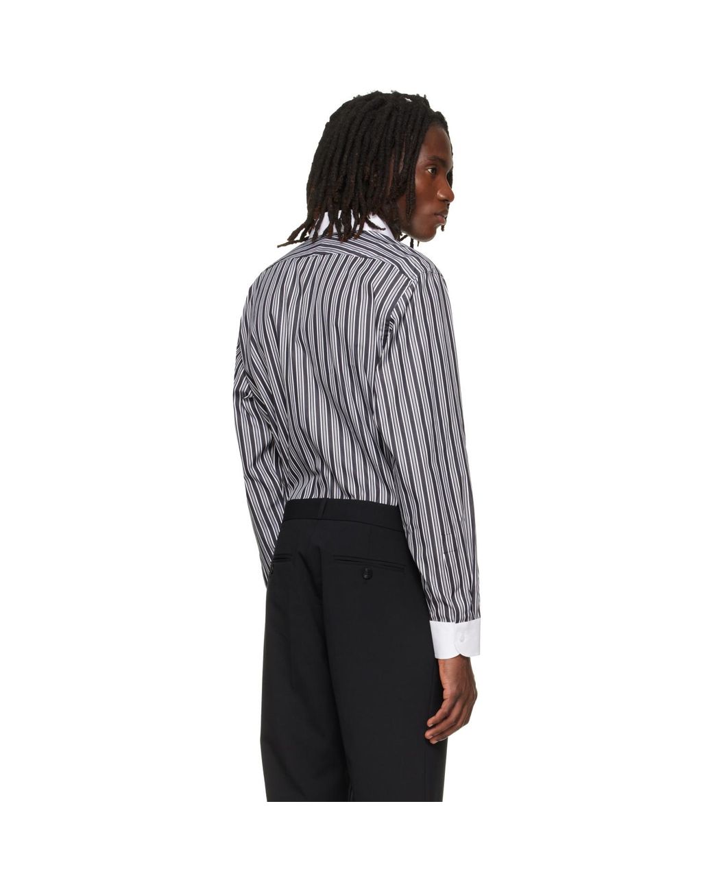 Tom Ford Gray Poplin Stripe Classic Fit Shirt for men