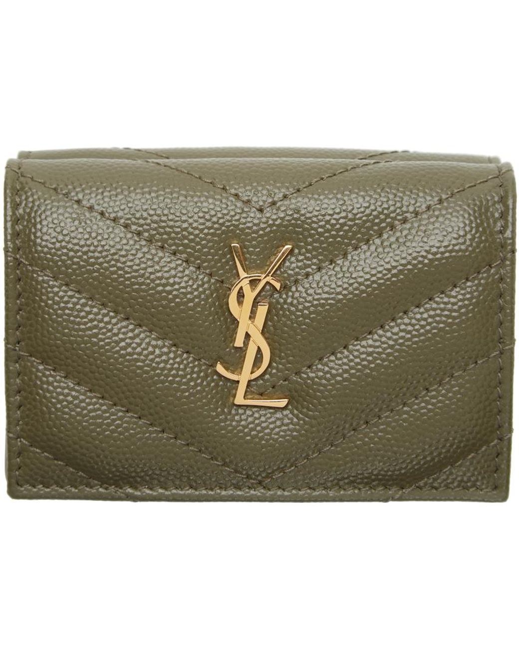 Saint Laurent Tiny Monogram Origami Wallet in Green