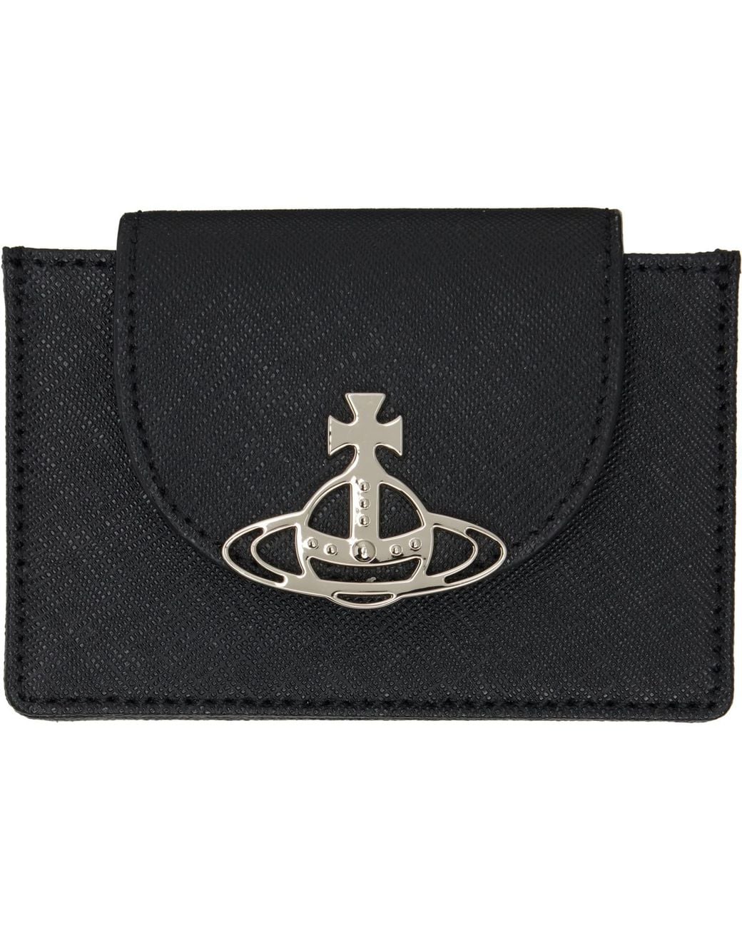 Vivienne Westwood Black Flap Orb Card Holder for men