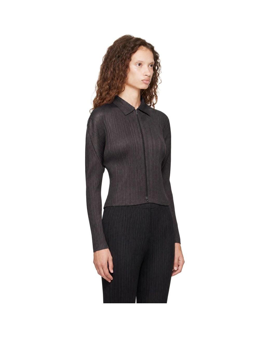 Pleats Please Issey Miyake Black Monthly Colors August Cardigan