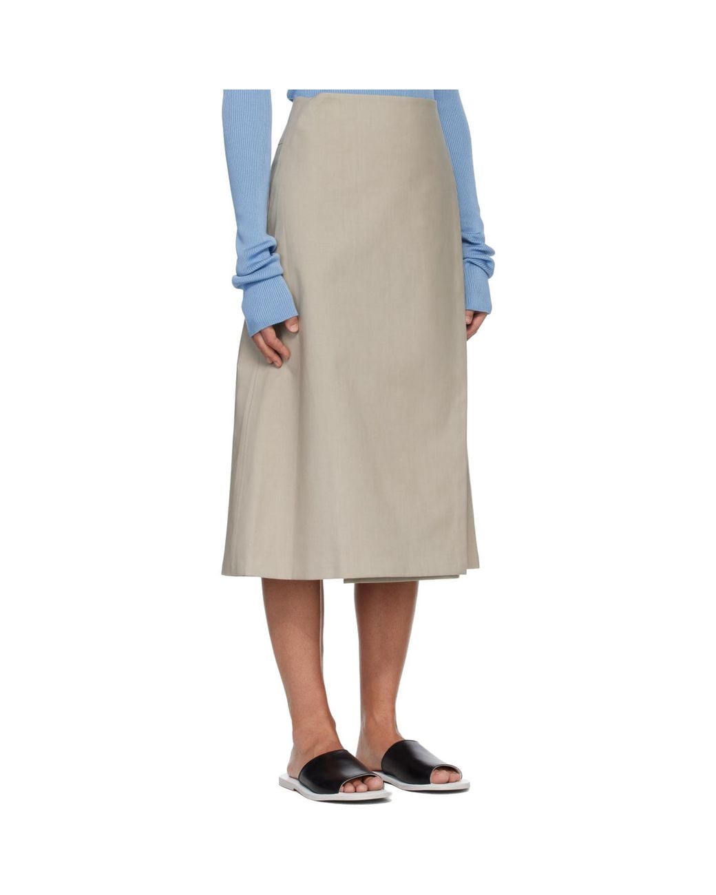 Rier Natural Cotton Bonded Midi Skirt