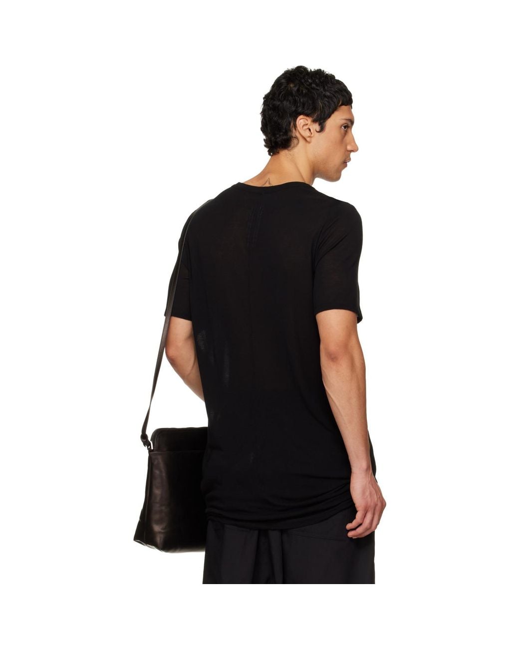 Rick Owens Black Temple Level Silk T-shirt for men