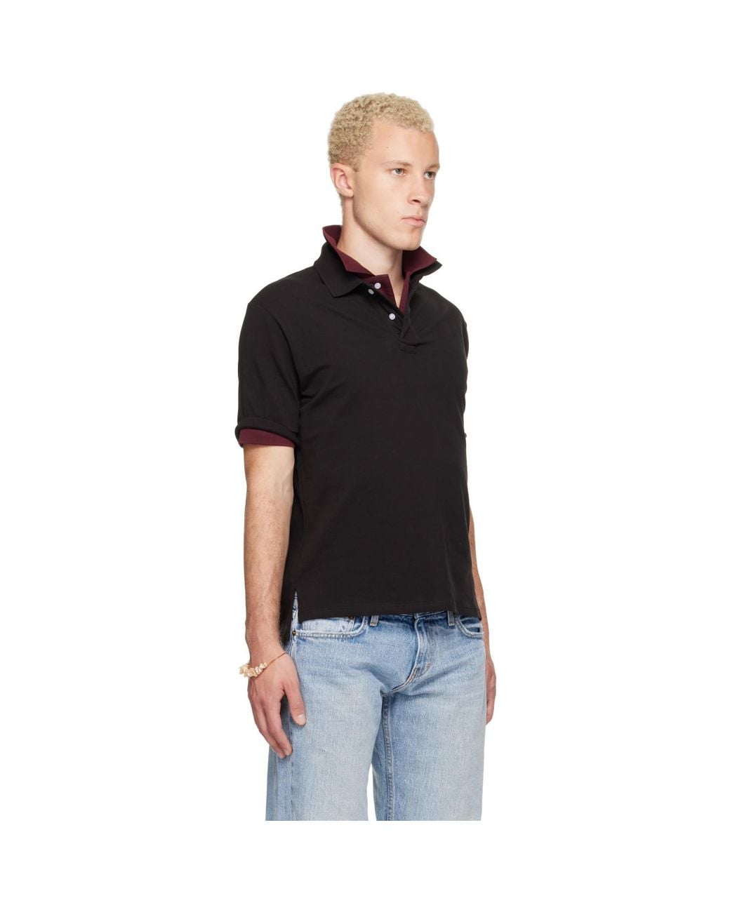 Raimundo Langlois Black Layered Polo for men