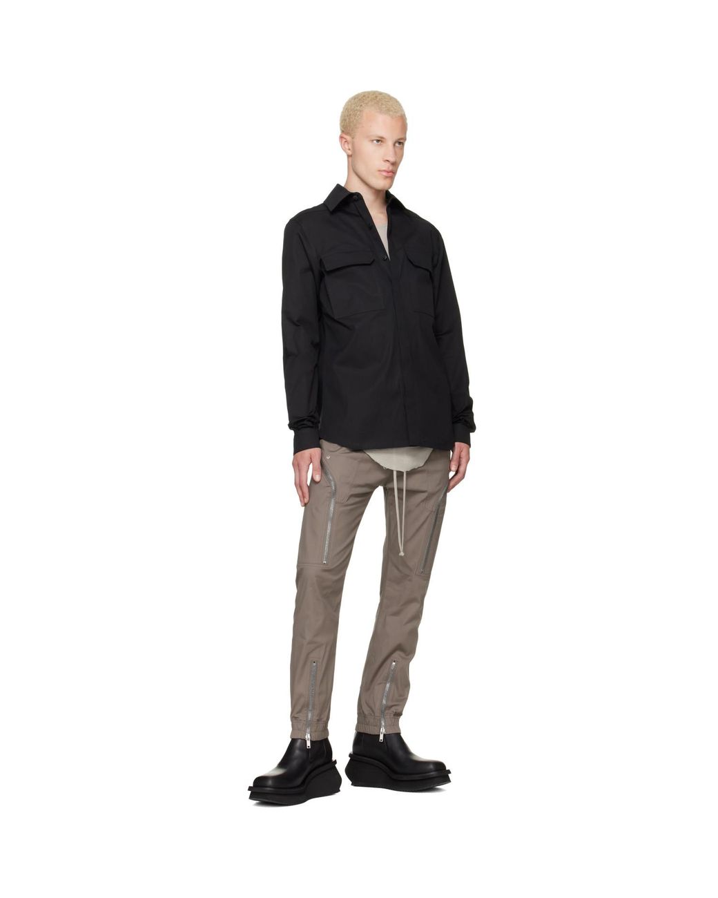 Rick Owens Gray Tower Heizer Cargo Pants for men