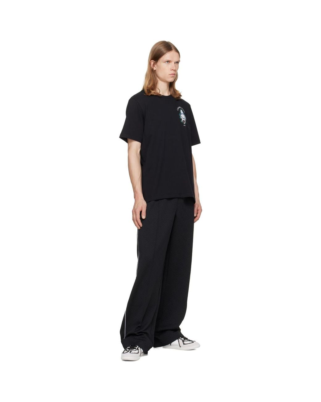 Casablanca Black Hotel Emblem Short Sleeve T‑Shirt for men