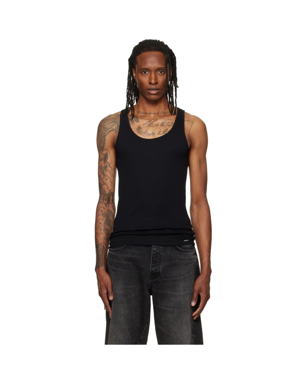 Tom Ford Black Ribbed Tank Top for men