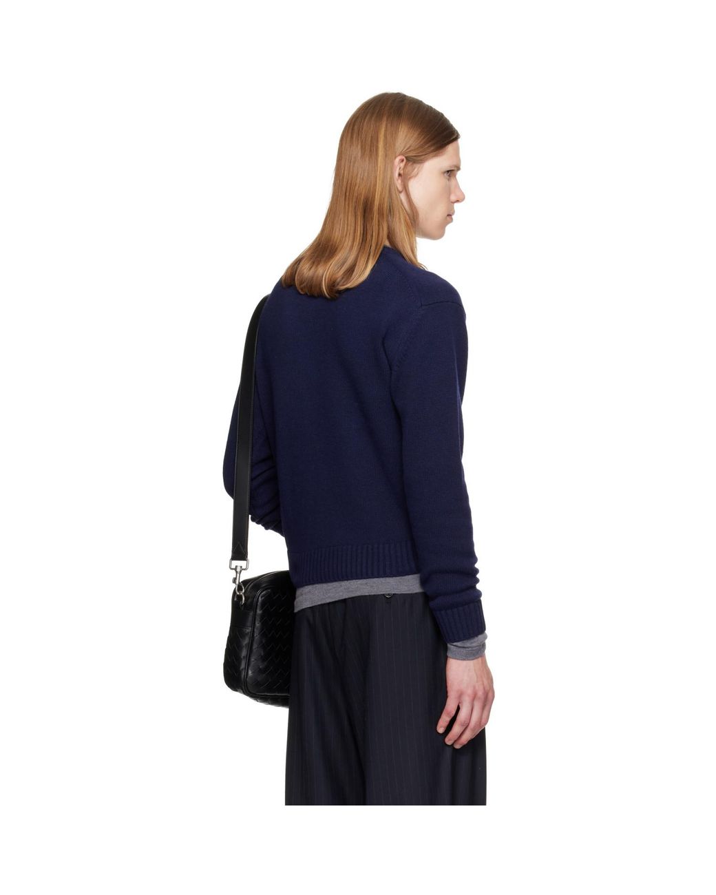 TONYWACK Blue Wool & Silk Layered Sweater for men