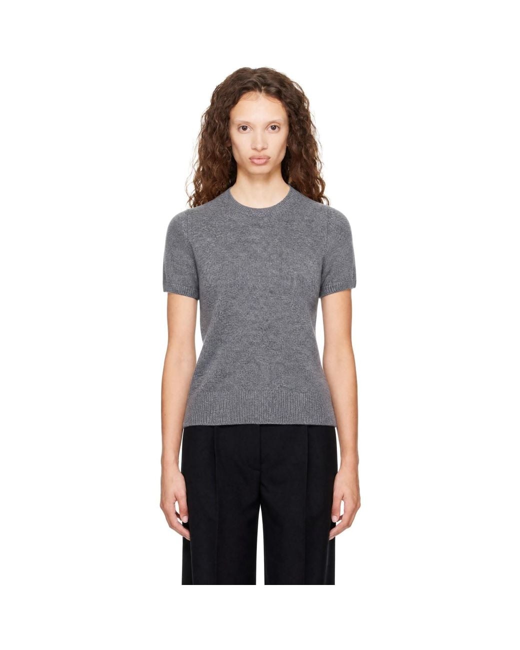 DUNST Gray Half Sleeve Knit Top