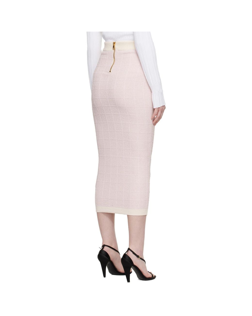 Balmain Multicolor Buttoned Knit Light Tweed Maxi Skirt