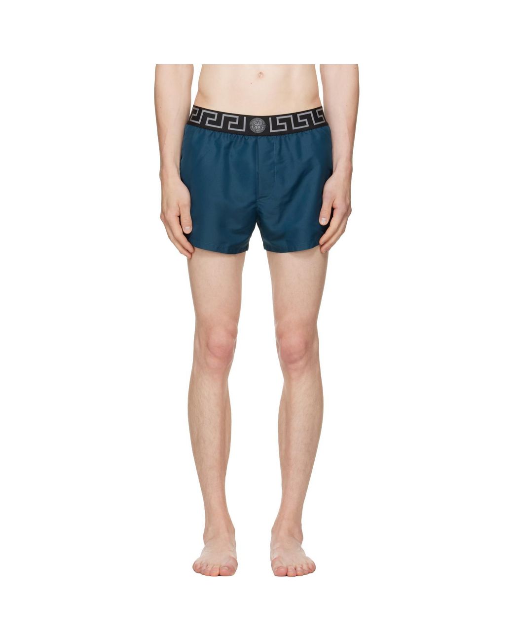 Versace Blue Greca Swim Shorts for men