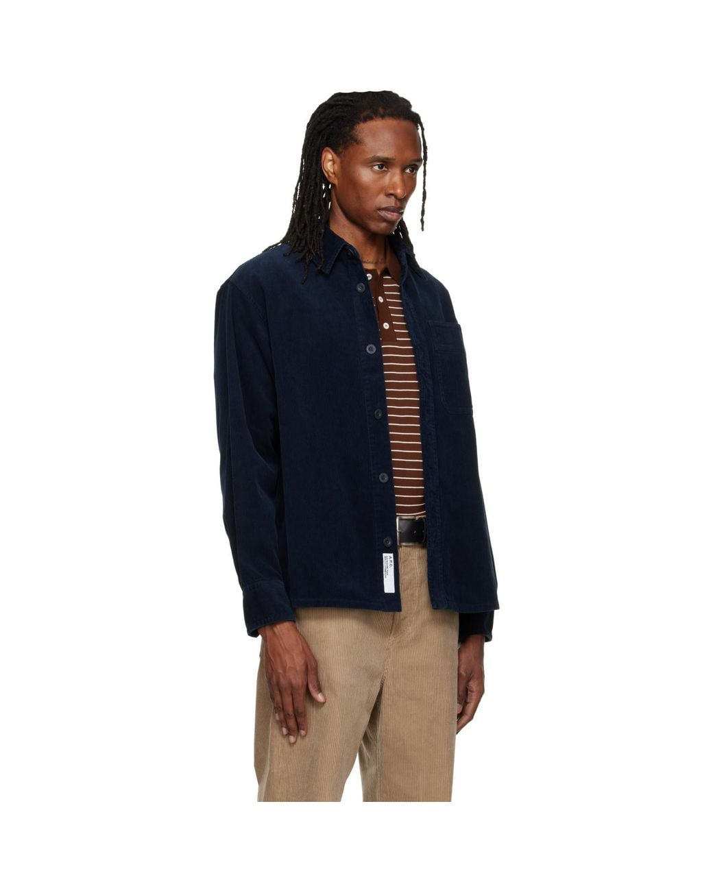 A.P.C. Blue Basile Logo Overshirt for men