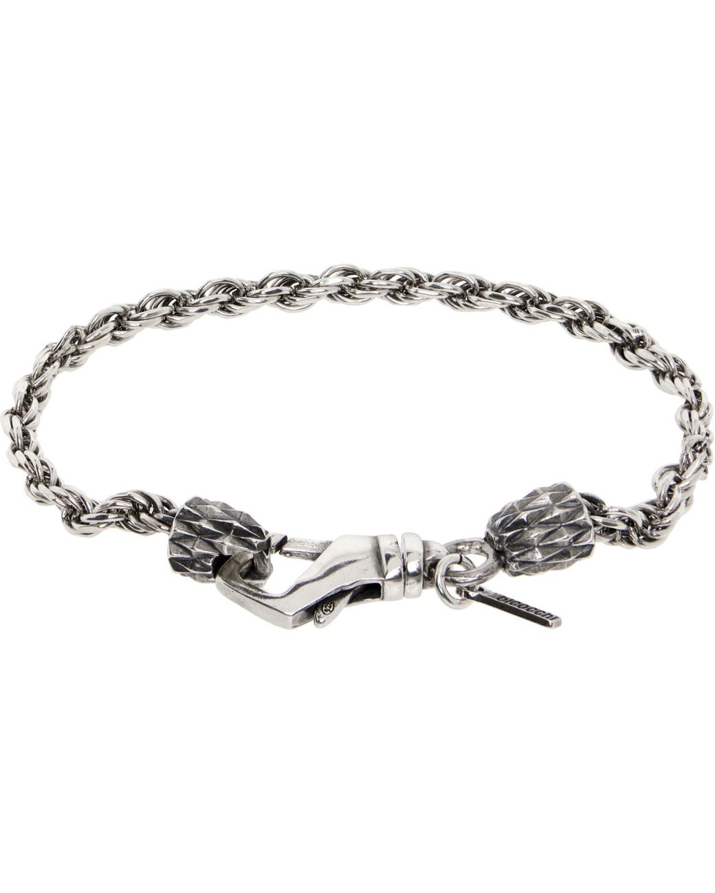 Emanuele Bicocchi Black Tiny French Rope Bracelet for men