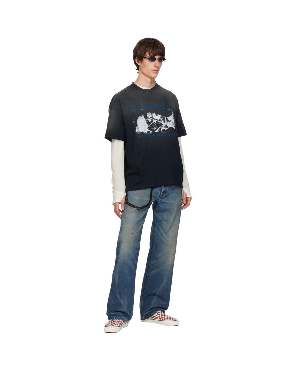 KAMIYA Blue Distressed Straight Jeans for men