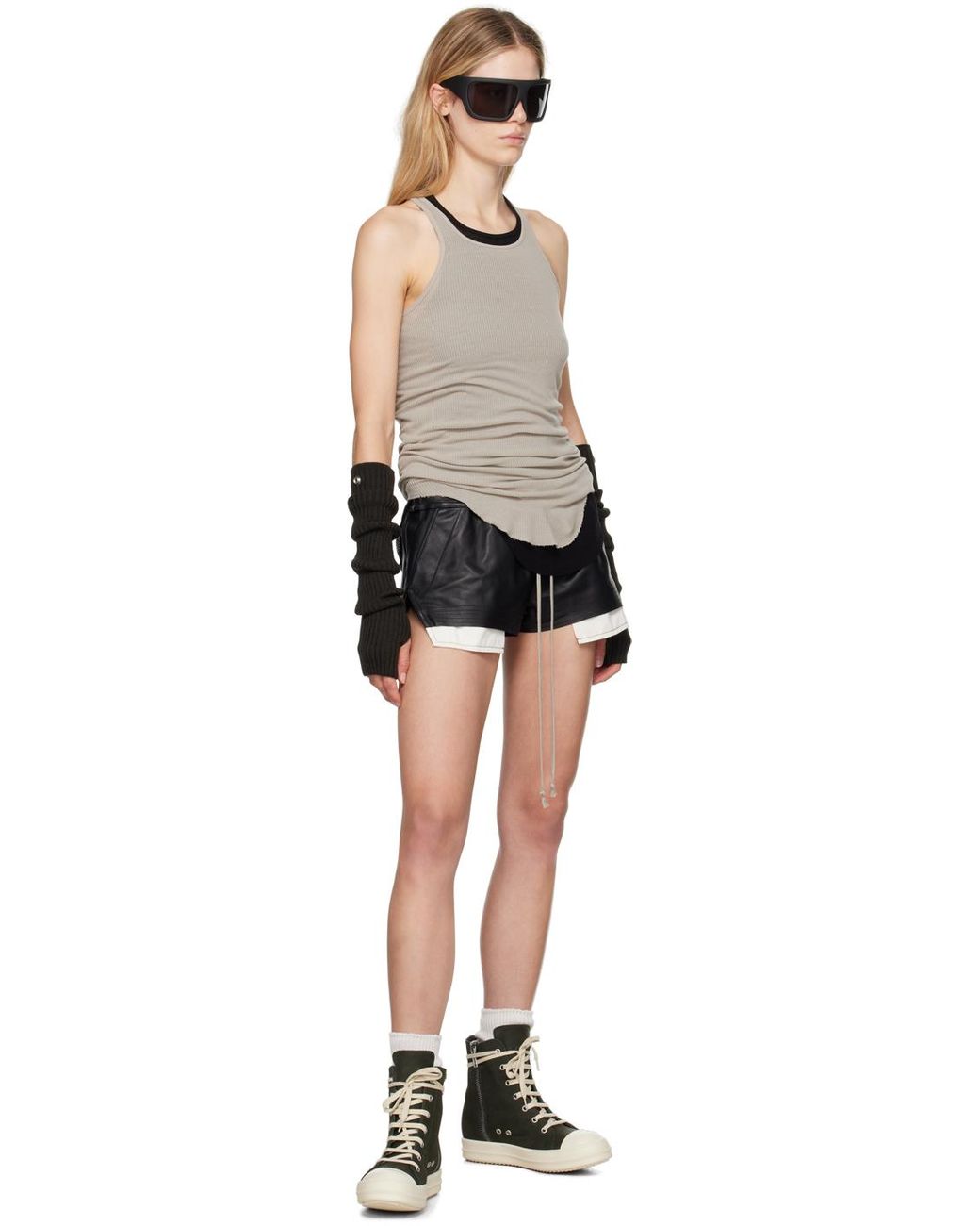 Rick Owens Porterville Fog Boxer レザーショートパンツ ブラック | Lyst