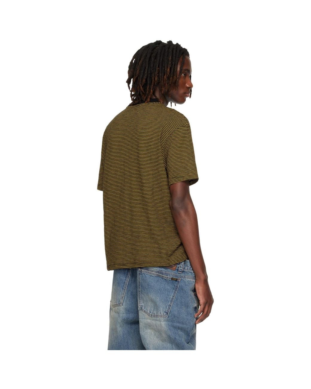ANDERSSON BELL Green Essential Heart Logo Stripe T-Shirt for men