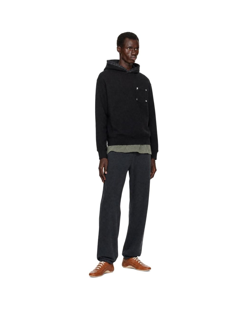 Palm Angels Black Palm Rib Loose Hoodie for men