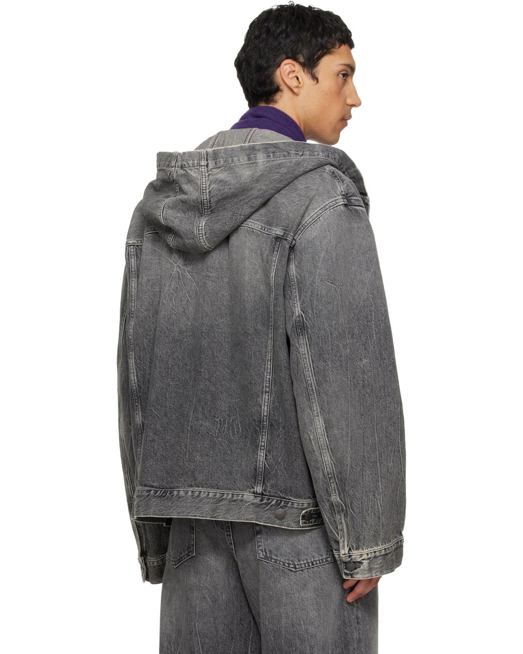 Acne Black Hooded Denim Jacket for men