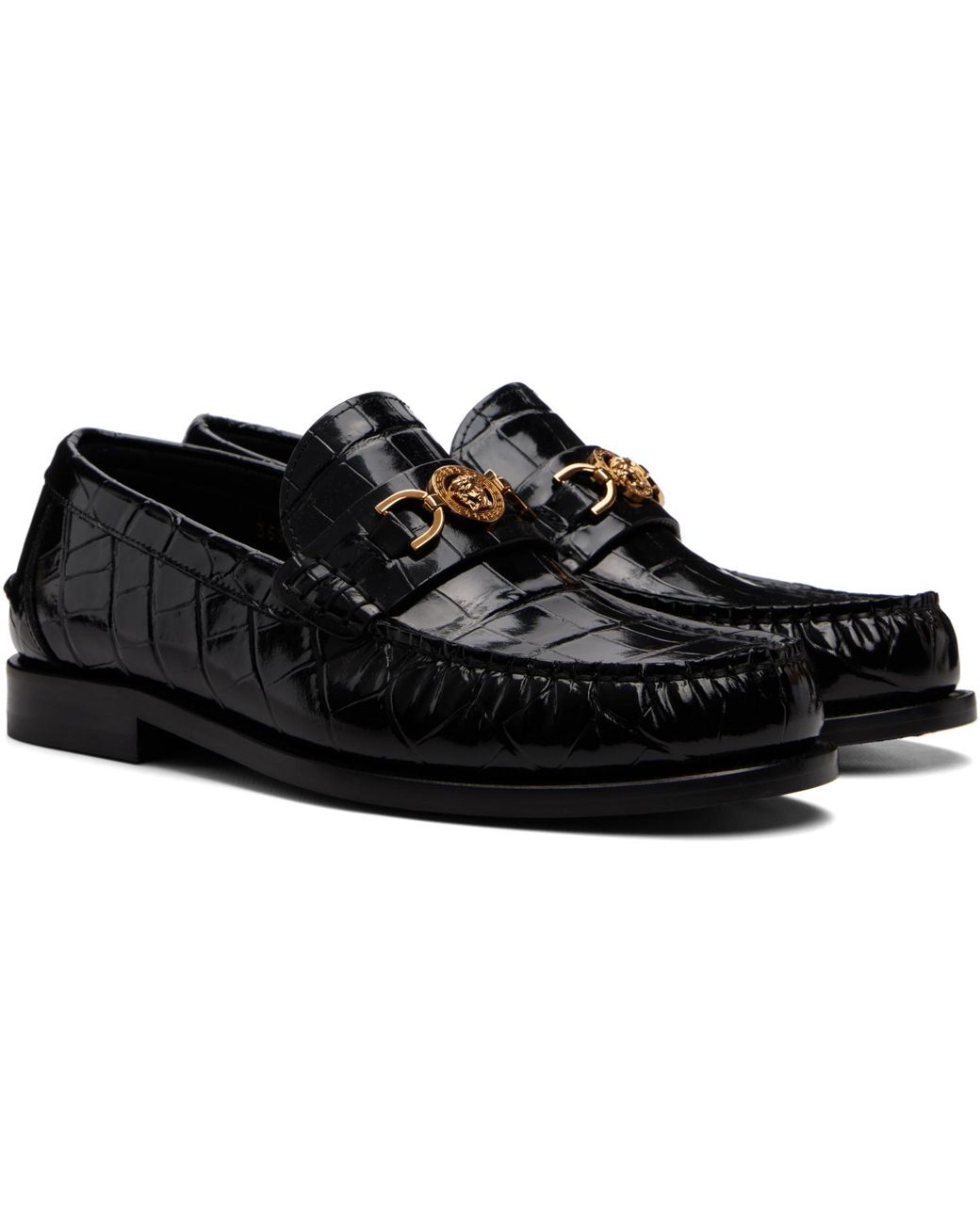 Versace Black Medusa '95 Croc-Effect Loafers for men