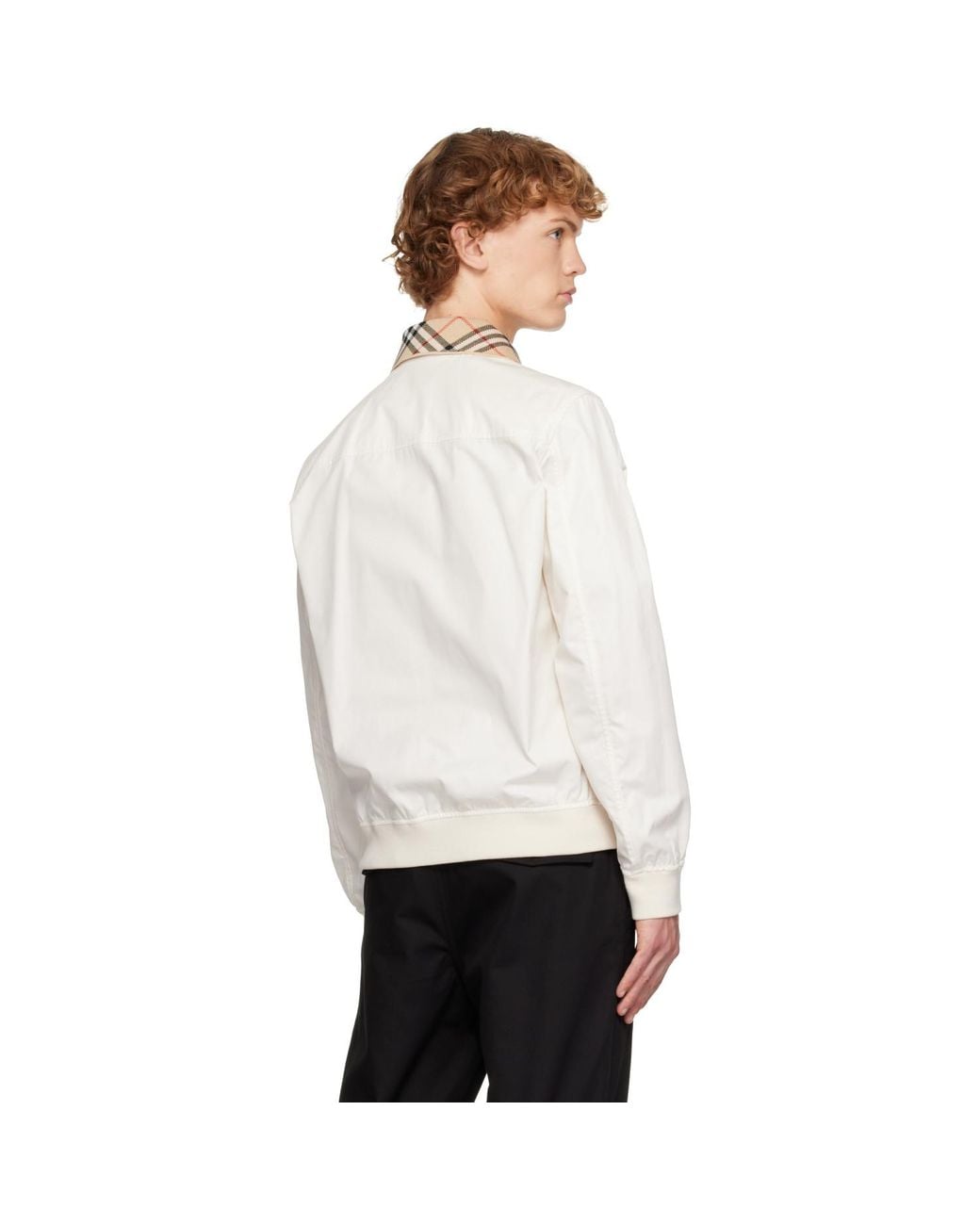 Burberry White Off- Gabardine Glenfields Harrington Jacket for men