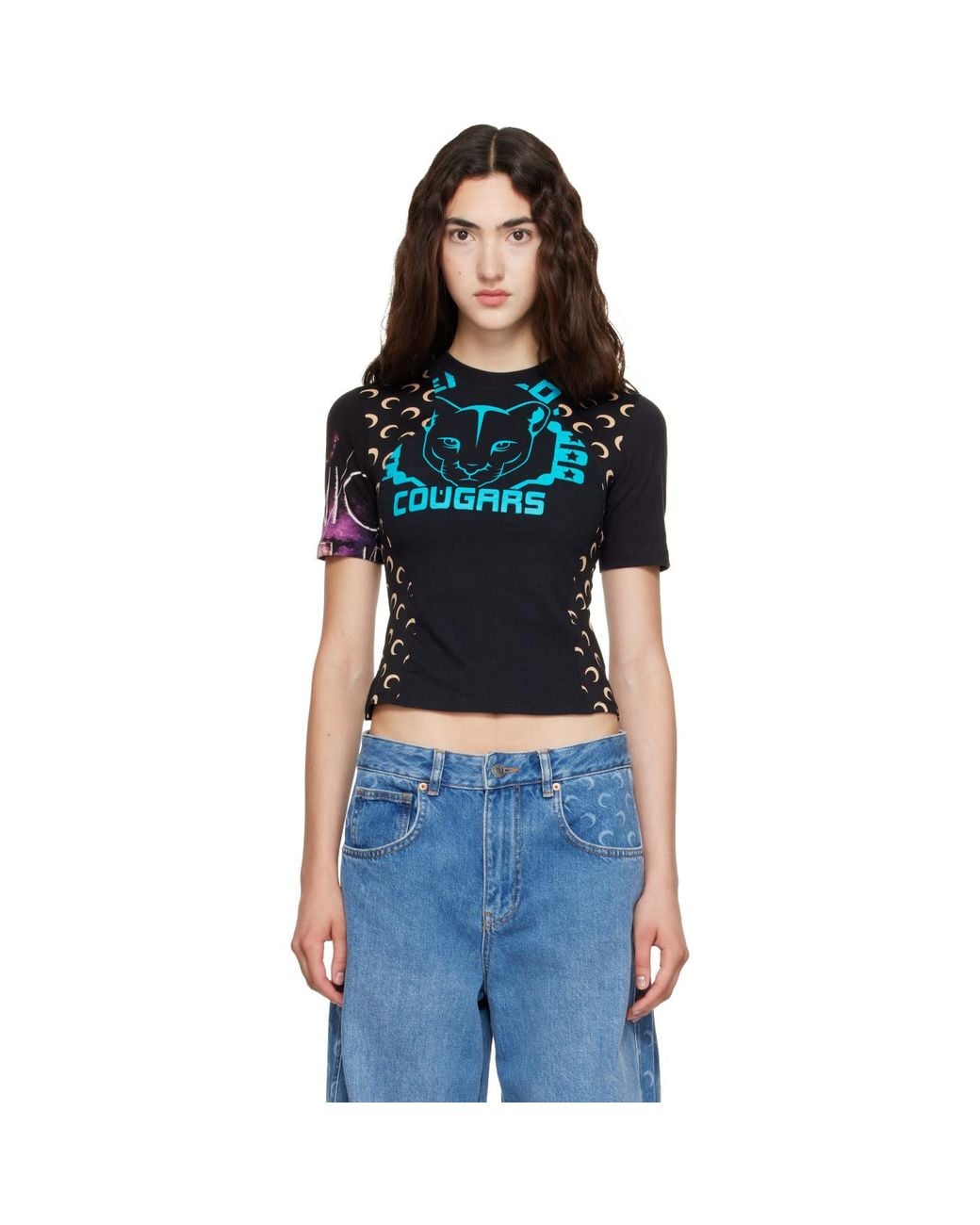 MARINE SERRE Blue Regenerated Graphic Jersey Baby Fit T-Shirt