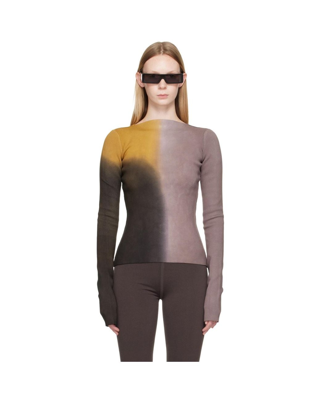Rick Owens Brown Tower Tight Ls T-Shirt