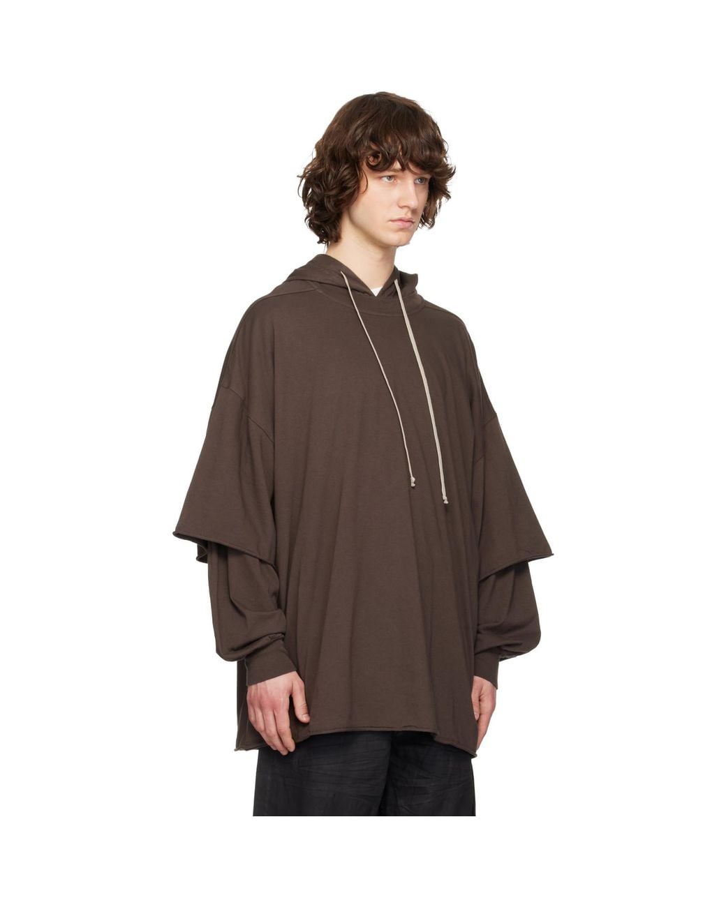 Rick Owens Brown Temple Tommy Hustler Hoodie for men