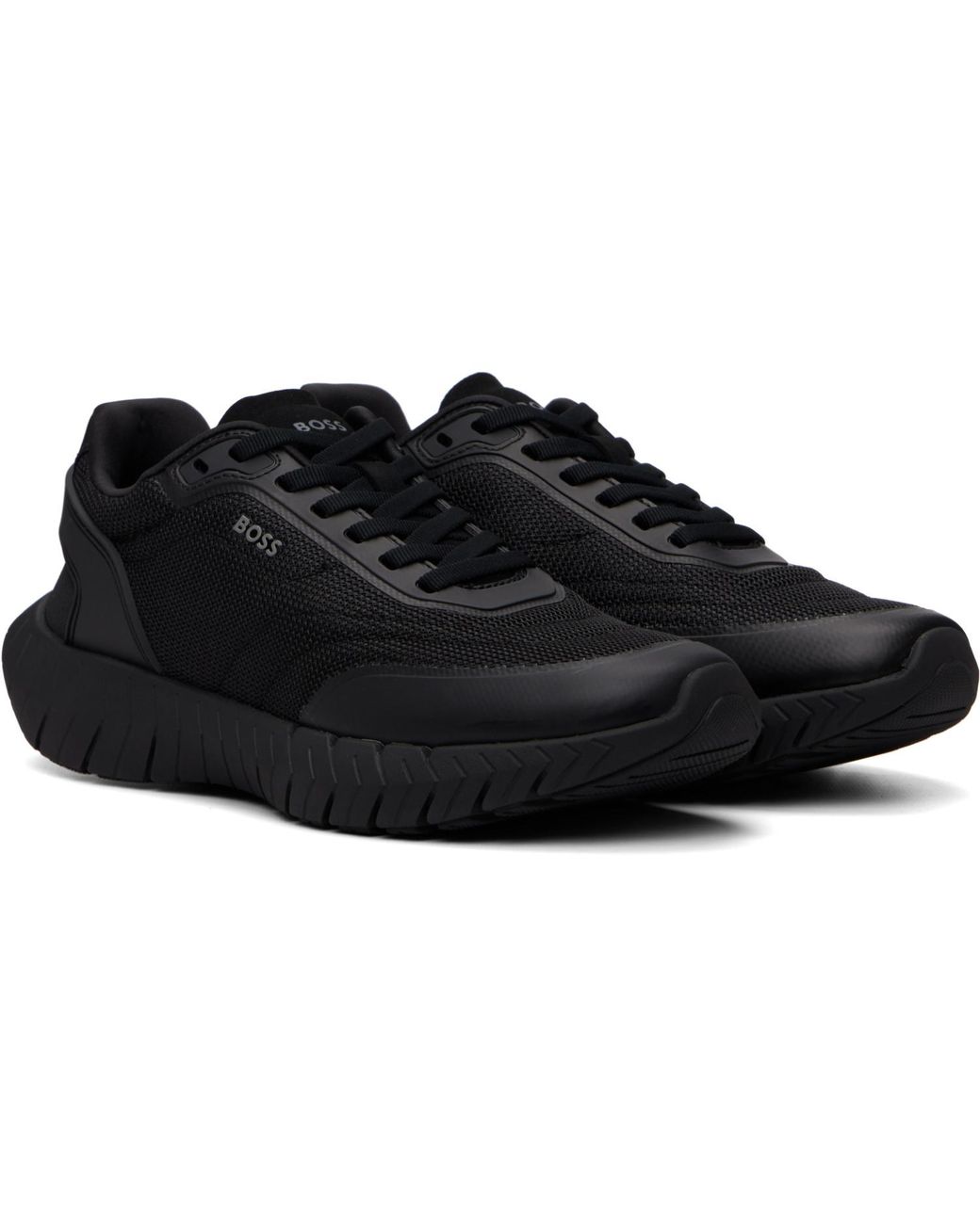 Boss Black Leather Trims Running Sneakers for men