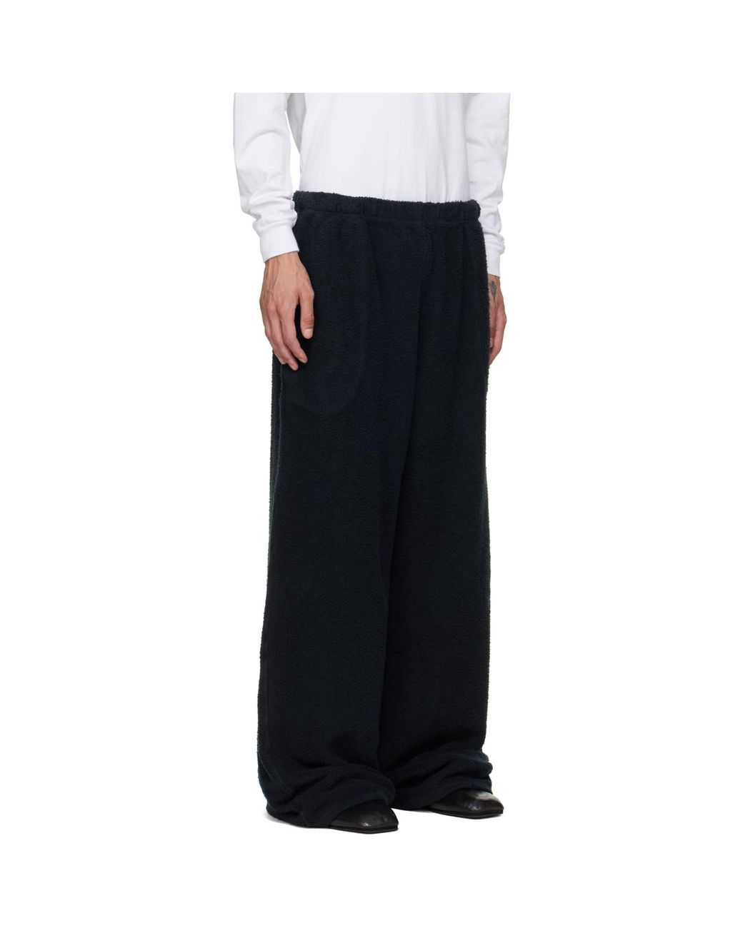 Les Tien Black Heavyweight Invert Pocket Lined Sweatpants for men