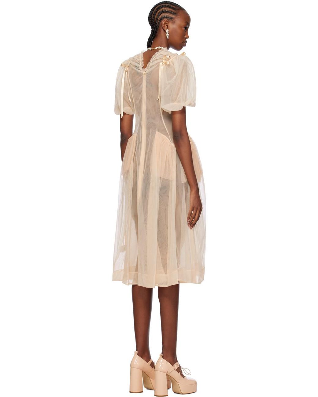 Simone Rocha Beige Bite Midi Dress in Black | Lyst Canada