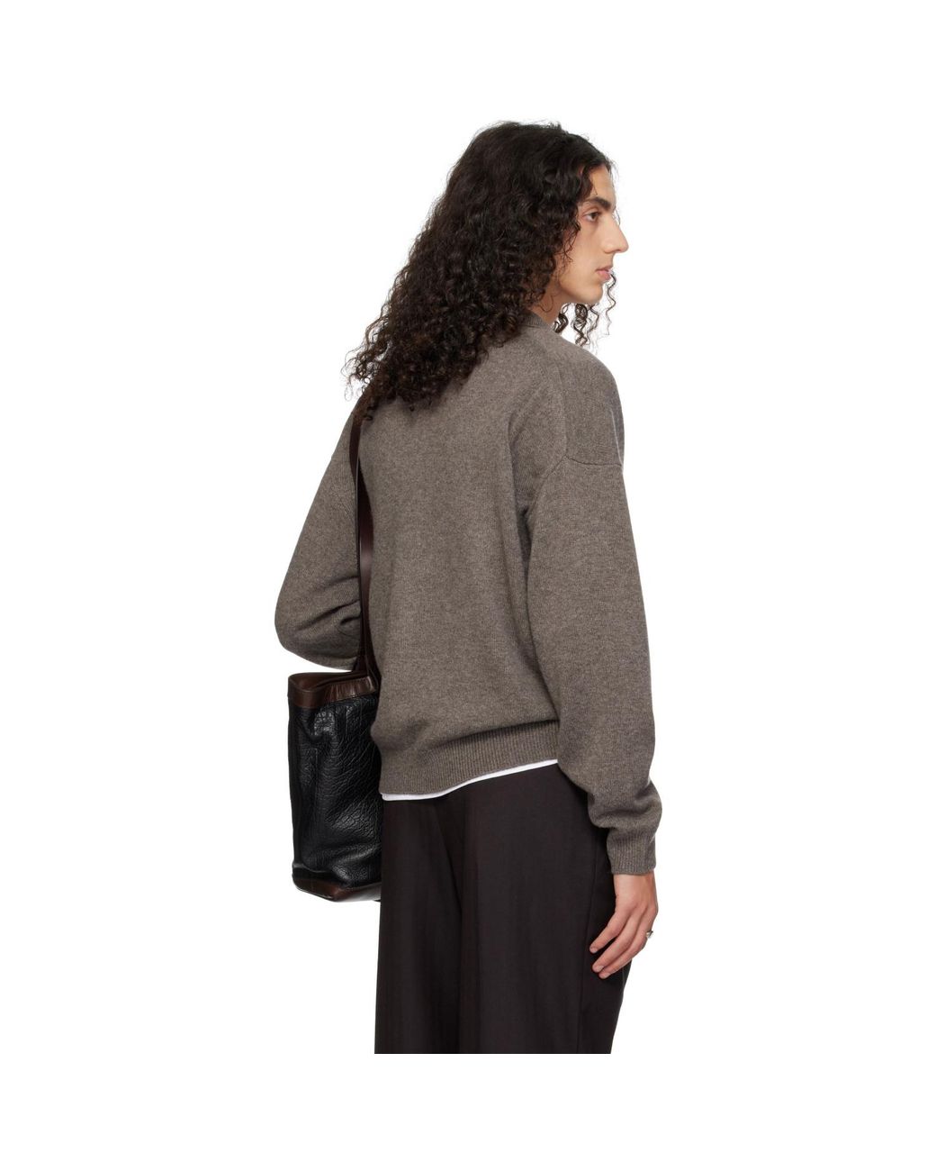 YACAIA Brown Y-0024 Oversized Merino Polo for men