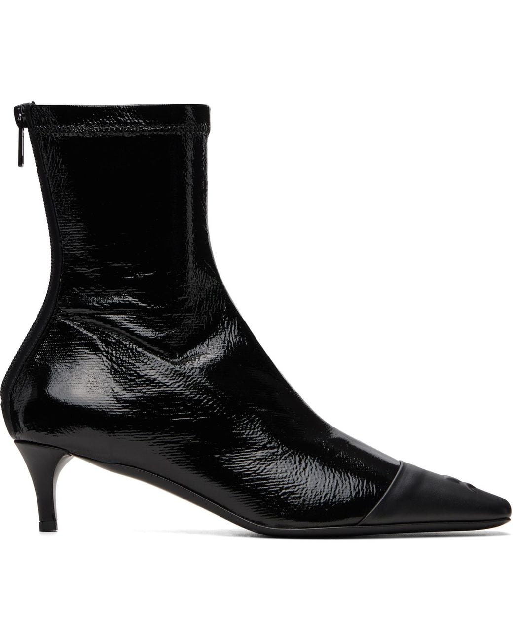 Courreges Black Vinyl Toe Cap Ankle Boots