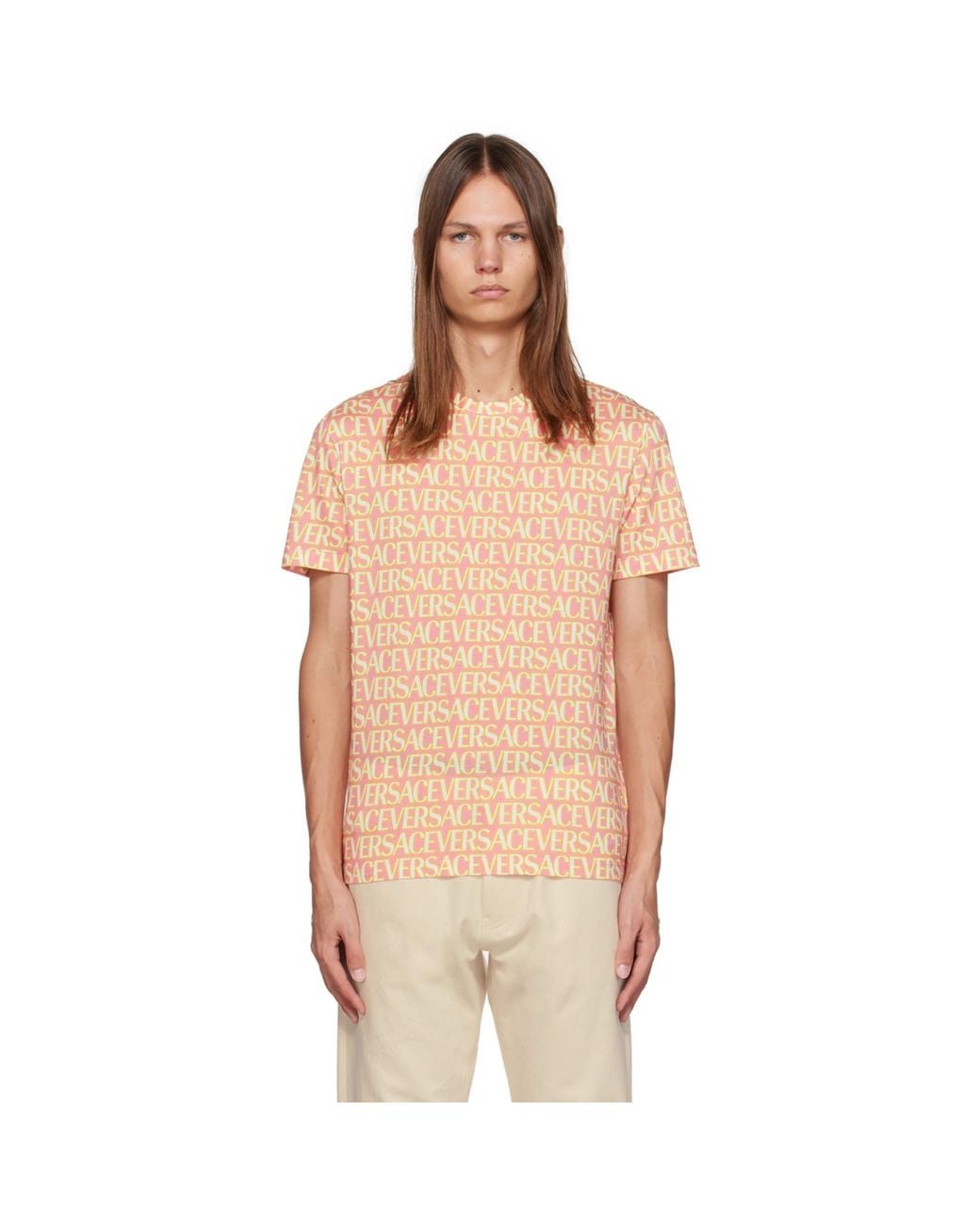 Versace Orange Pink Allover T-shirt for men