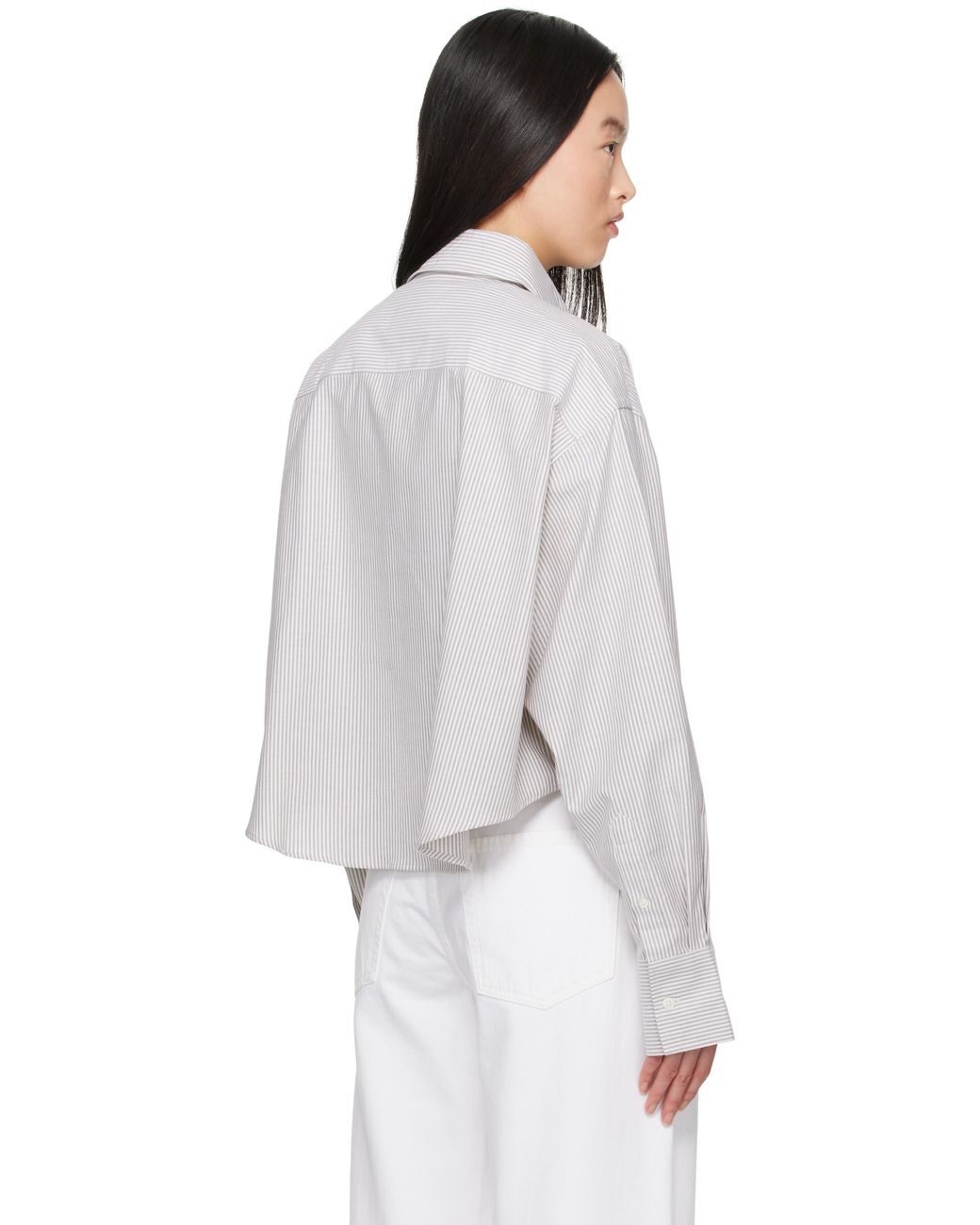 AMI White Khaki & Off- Cotton Cropped Oversized Shirt