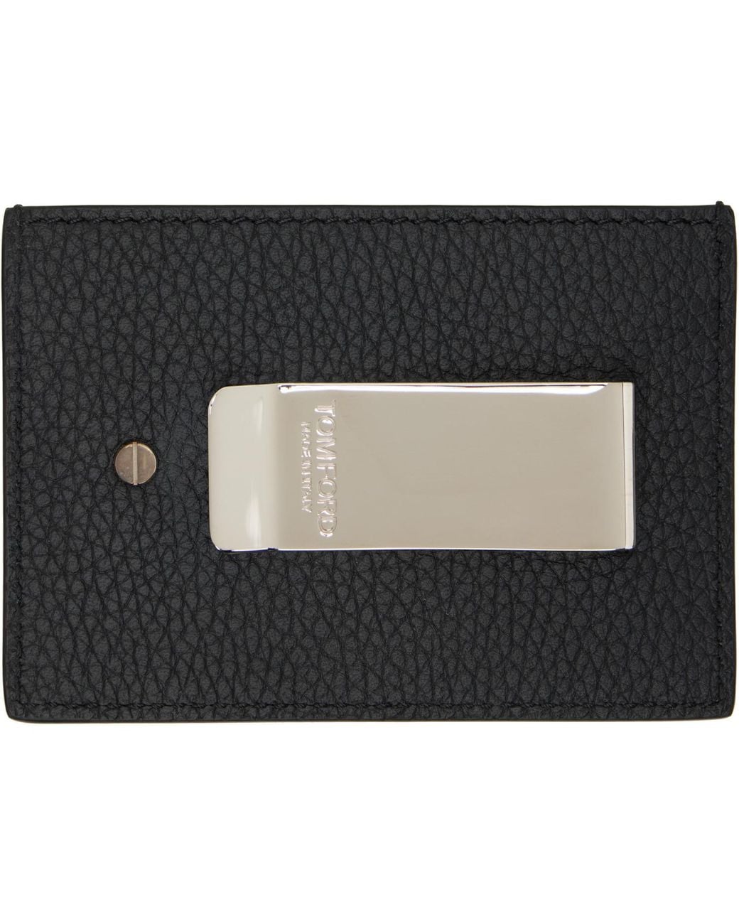 Tom Ford Black Soft Grain 'T Line' Money Clip Card Holder for men