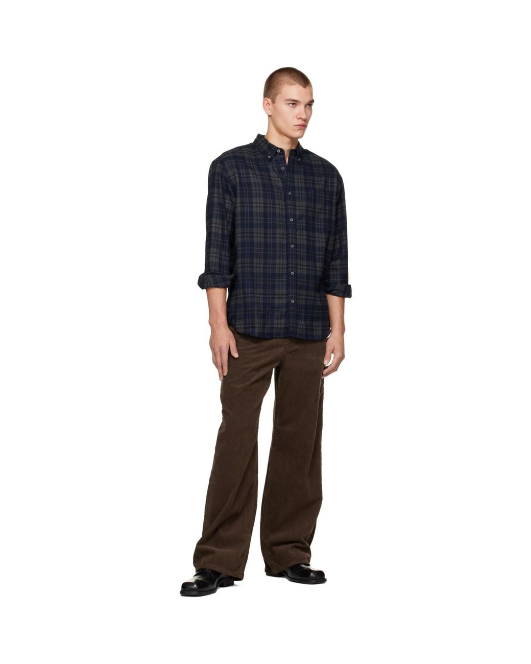 DUNST Blue Check Flannel Shirt for men