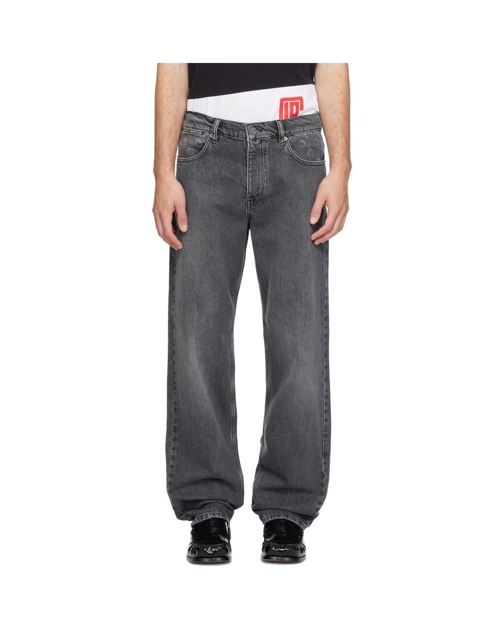 MARINE SERRE Gray Moon Laser Wash Straight Jeans for men