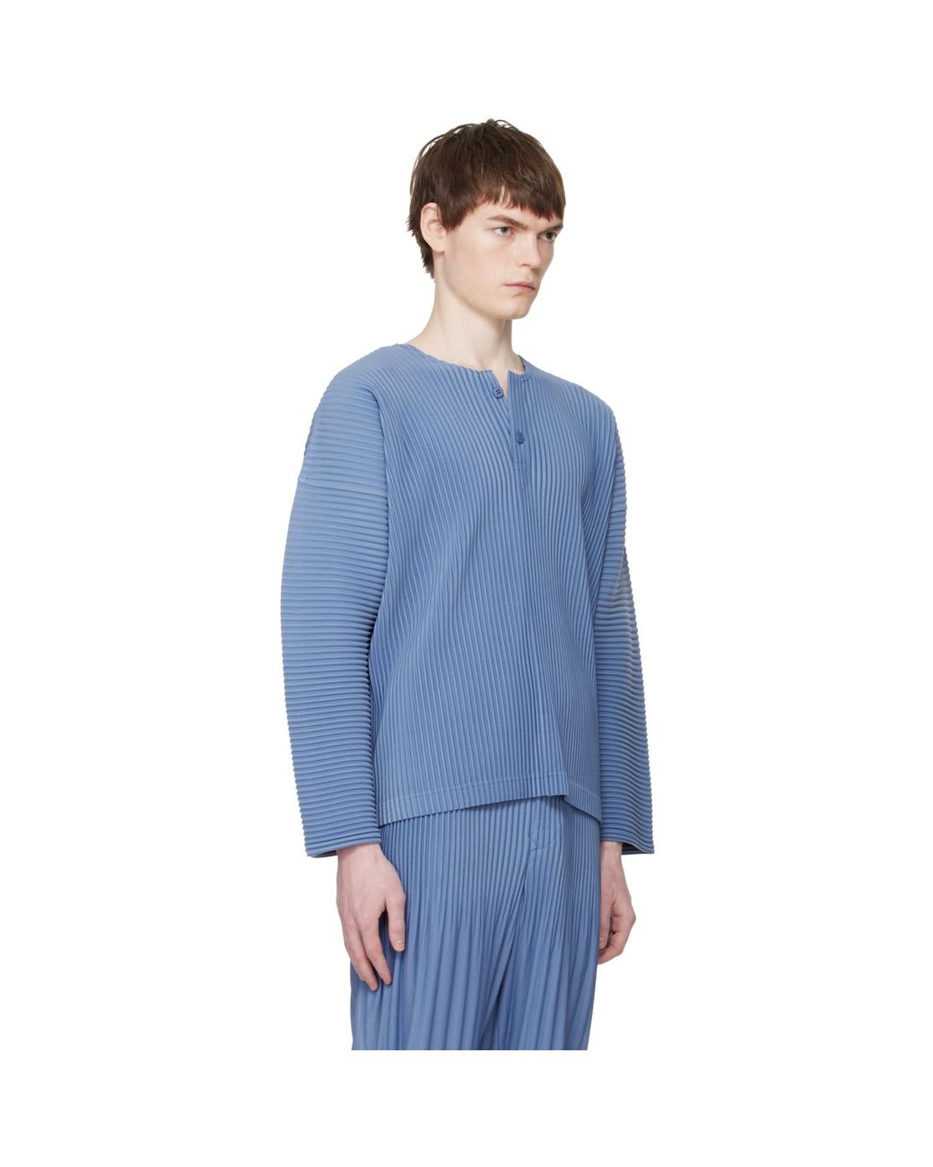 Homme Plissé Issey Miyake Blue Monthly Colors February Henley for men