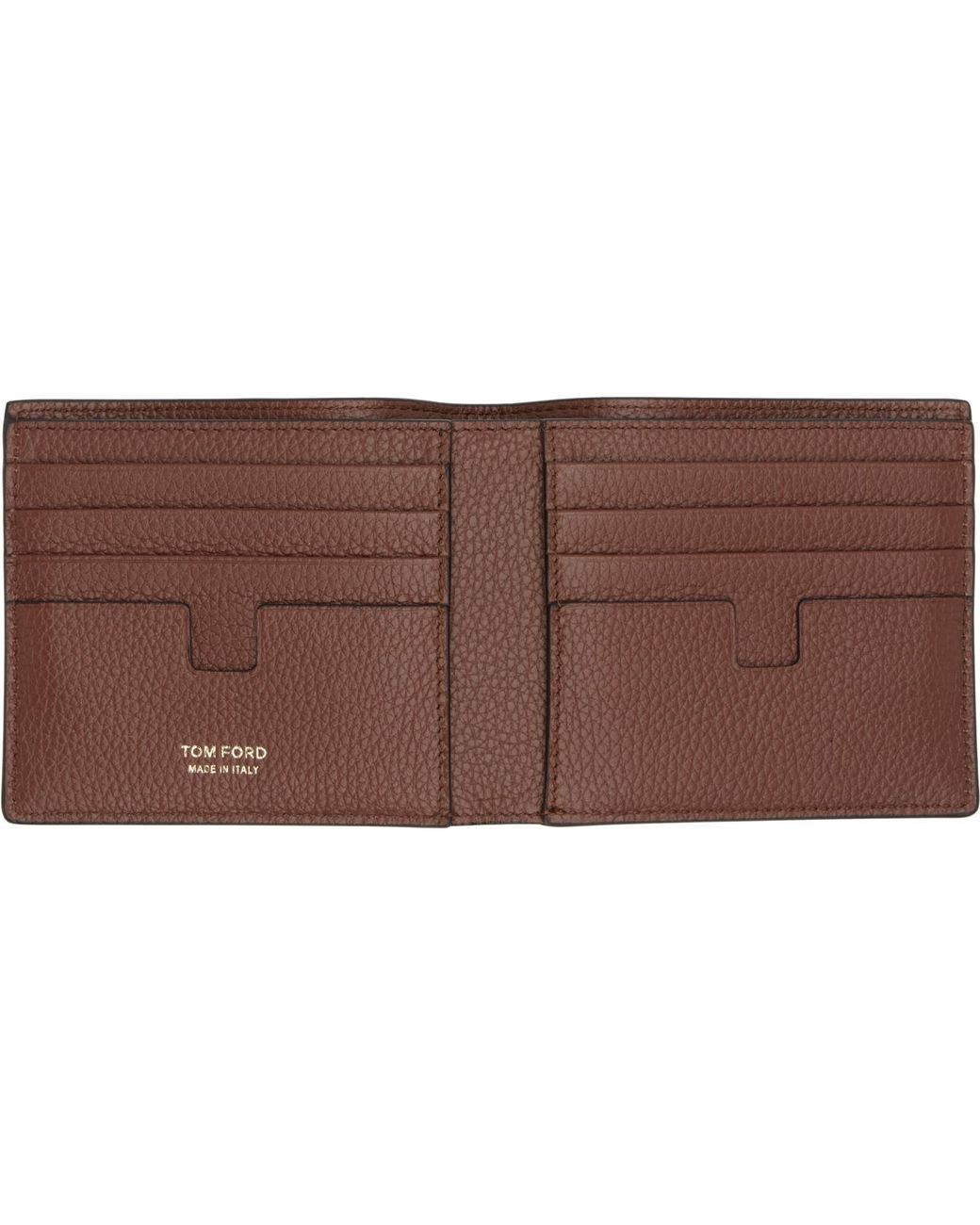 Tom Ford Brown Tan Grain Leather Classic Bifold Wallet for men