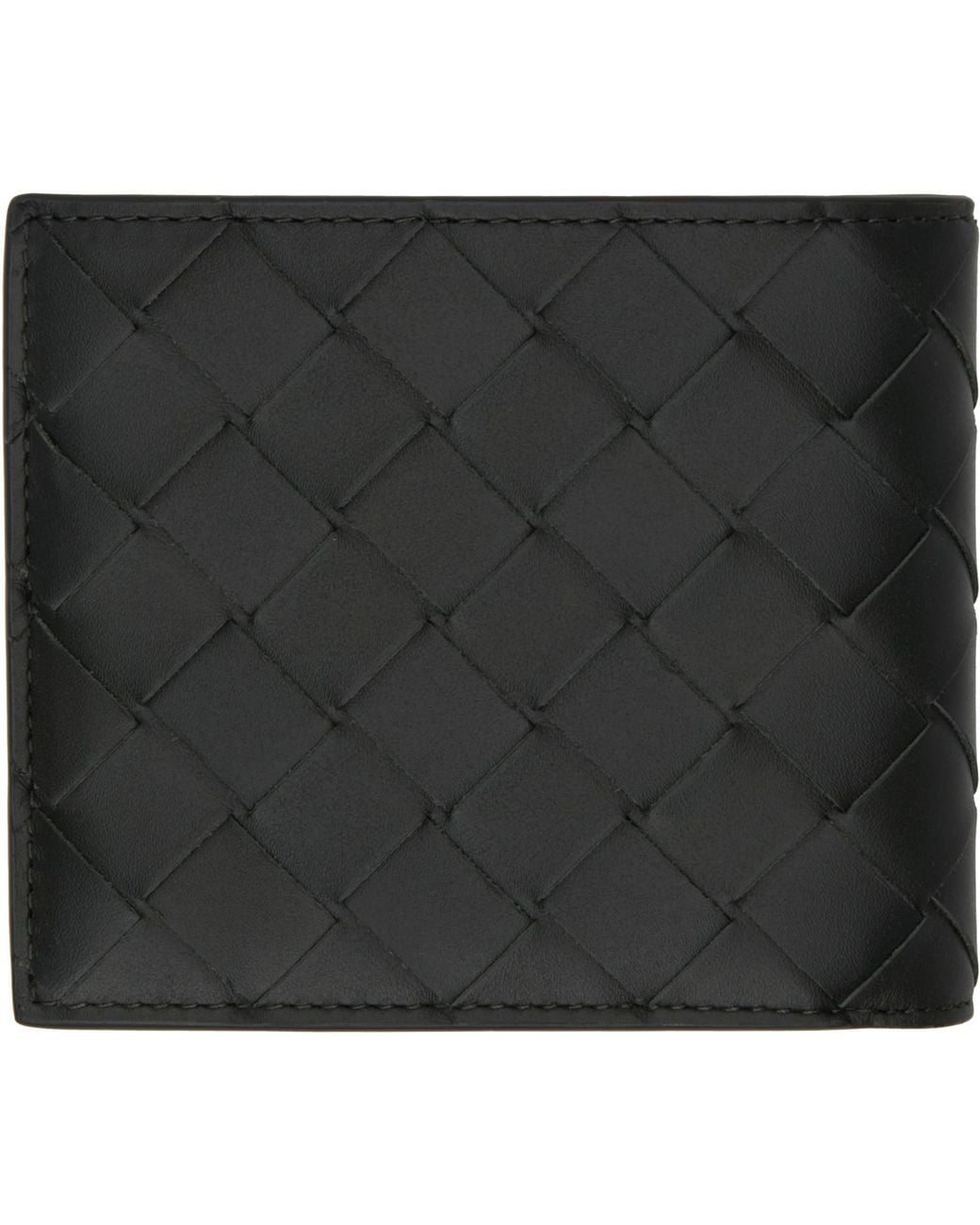 Bottega Veneta Black Khaki Intrecciato Bi-Fold Wallet for men