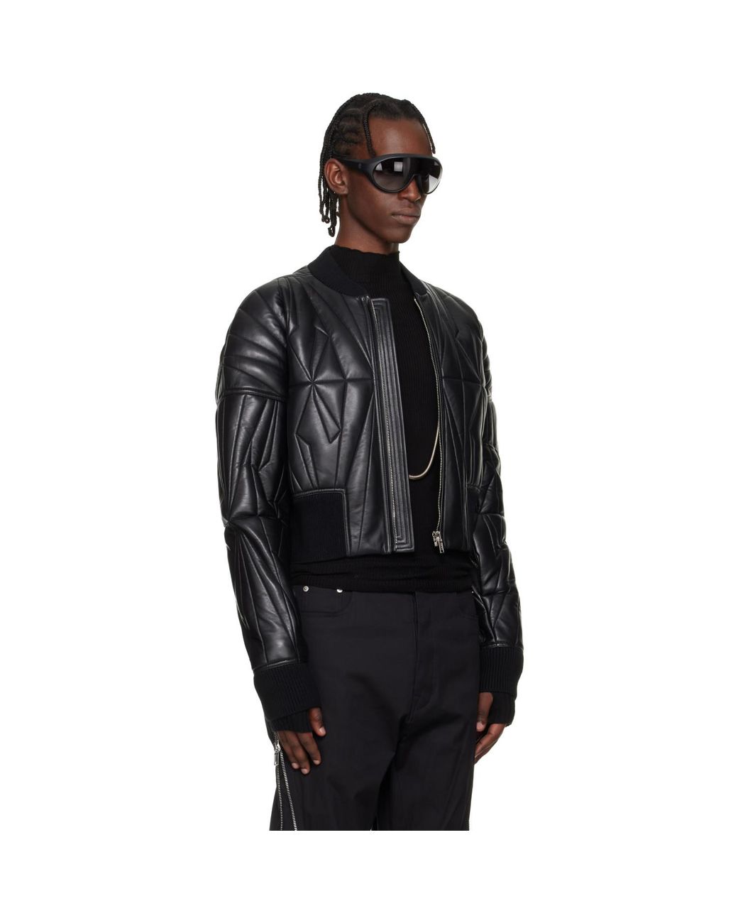 Rick Owens Black Moncler + Geocamo Cropped Flight Jacket for men