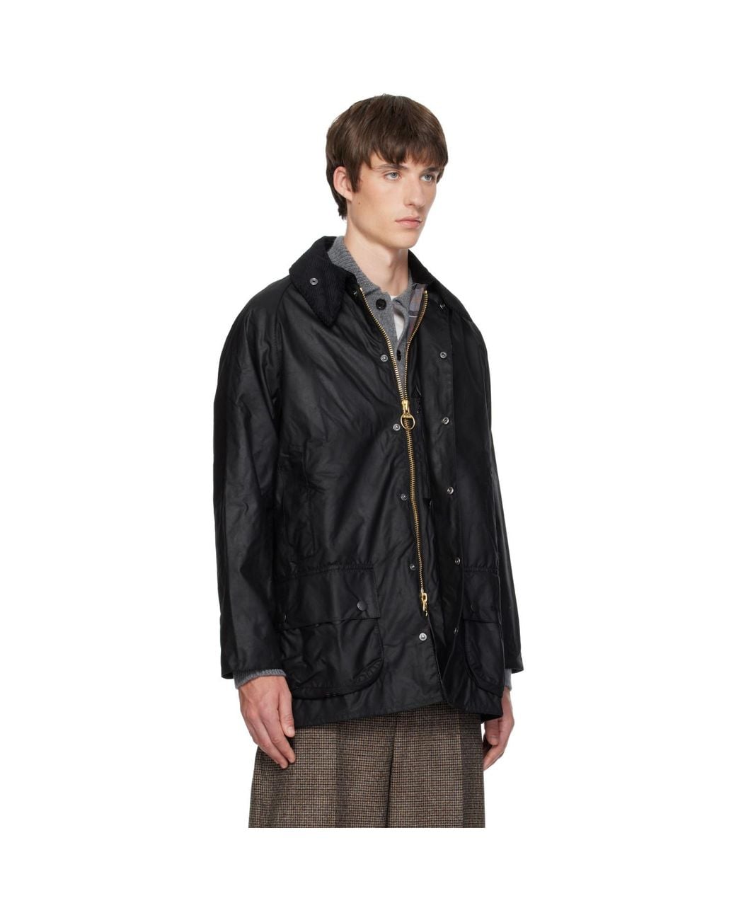 Barbour Black Beaufort Waxed Jacket for men