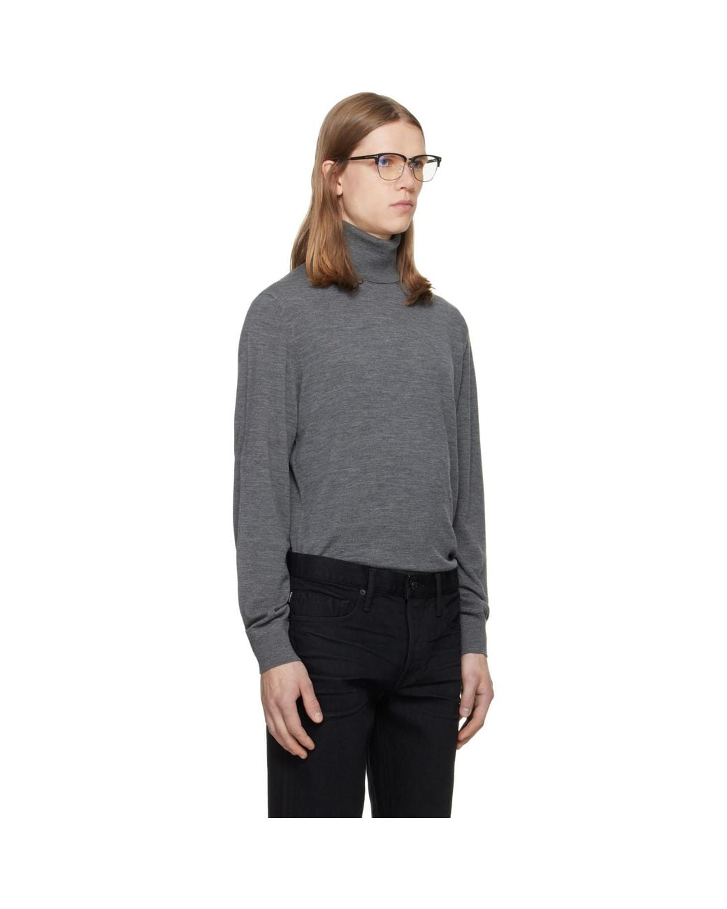 Tom Ford Gray Fine Gauge Pure Wool Turtleneck for men