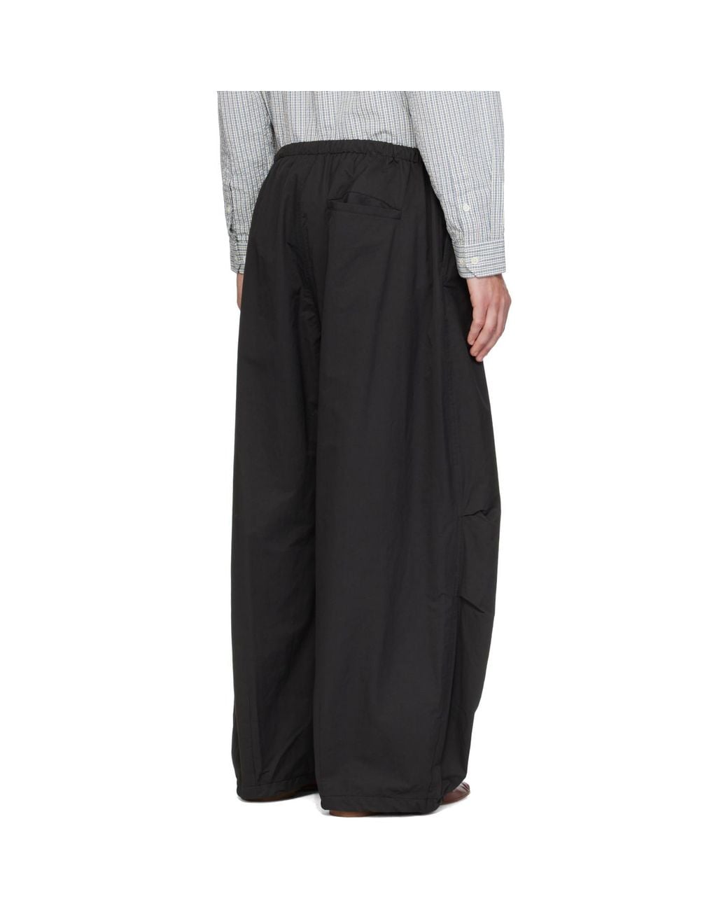 Amomento Black Drawstring Wide Fatigue Trousers for men