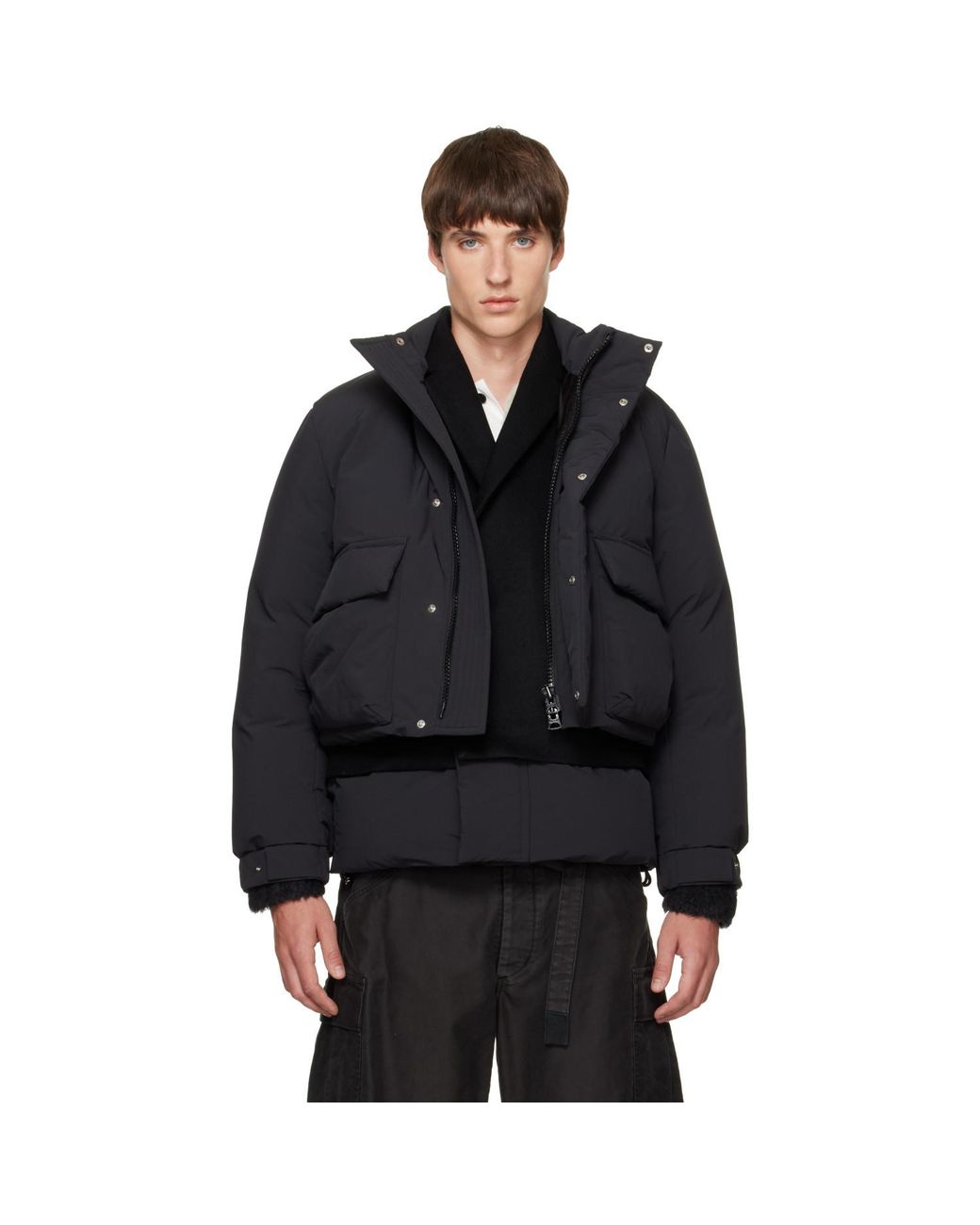 Sacai Black Down Puffer Blouson Jacket for men